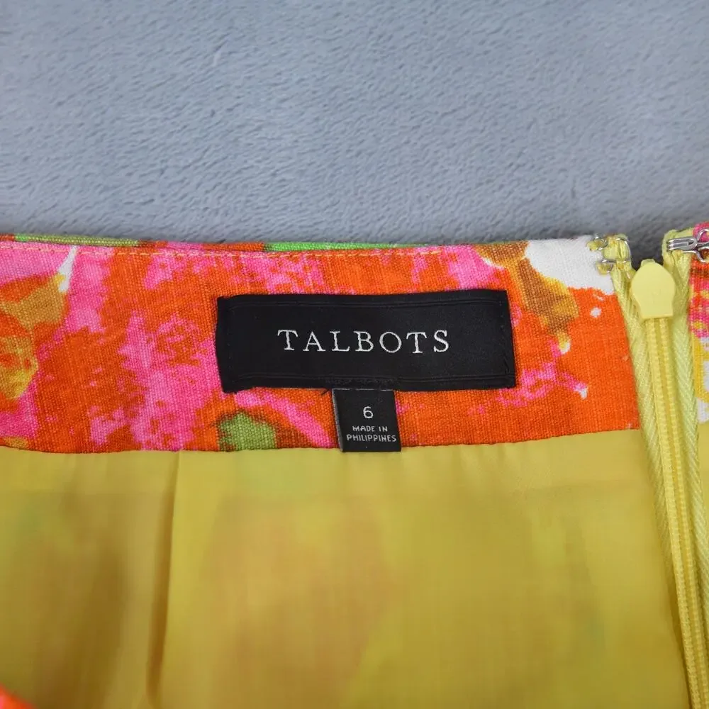 Talbots Skirt Women's 6 Floral Lined Back Zip A-Line